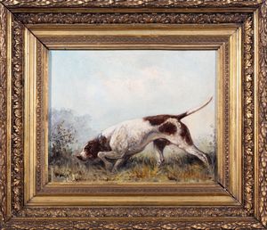 Emile Bujon (attivo nel 1874 - 1904) : Cane da ferma  - Asta Incanti d'Arte - Associazione Nazionale - Case d'Asta italiane