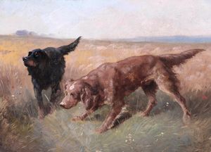 Scuola francese, secolo XIX - Cani da ferma