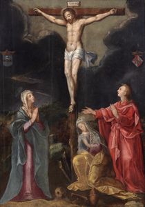 Scuola fiamminga, secolo XVIII - Crocifissione con la Vergine, la Maddalena e San Giovanni