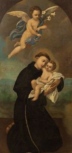 Scuola italiana, secolo XVIII - Sant'Antonio da Padova con il Bambino