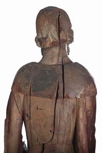 Scultura in legno policromo raffigurante santo, Italia settentrionale secolo XIV  - Asta Incanti d'Arte - Associazione Nazionale - Case d'Asta italiane