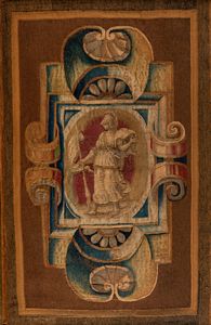 Due antichi arazzi raffiguranti Minerva e Marte entro clipei  - Asta Incanti d'Arte - Associazione Nazionale - Case d'Asta italiane