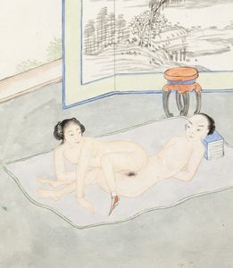 Due dipinti erotici, Cina secolo XX  - Asta Incanti d'Arte - Associazione Nazionale - Case d'Asta italiane