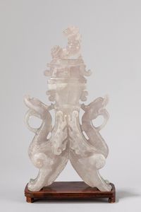 Vaso con coperchio decorato con animali mitologici, Cina secolo XX  - Asta Incanti d'Arte - Associazione Nazionale - Case d'Asta italiane
