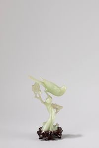 Tre sculture in pietra dura verde raffiguranti volatili, Cina secolo XX  - Asta Incanti d'Arte - Associazione Nazionale - Case d'Asta italiane