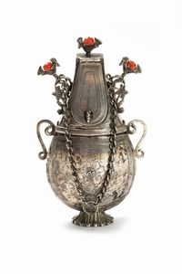 Piccola fiasca in argento, secolo XIX  - Asta Incanti d'Arte - Associazione Nazionale - Case d'Asta italiane
