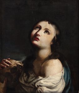 Scuola dell'Italia settentrionale, secolo XVIII : Maddalena penitente  - Asta Incanti d'Arte - Associazione Nazionale - Case d'Asta italiane