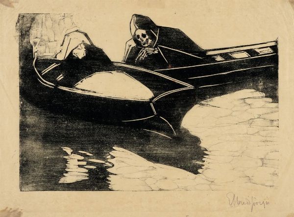 ETTORE DI GIORGIO : La morte.  - Asta Stampe, disegni e dipinti antichi, moderni e contemporanei   - Associazione Nazionale - Case d'Asta italiane