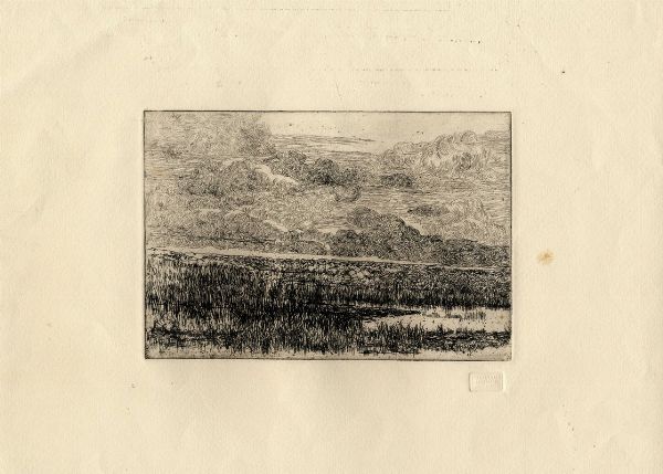 Giovanni Fattori : Palude.  - Asta Stampe, disegni e dipinti antichi, moderni e contemporanei   - Associazione Nazionale - Case d'Asta italiane