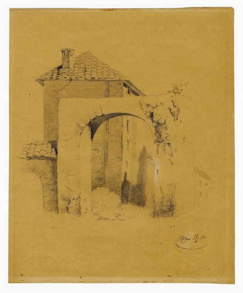 Ingresso al paese.  - Asta Stampe, disegni e dipinti antichi, moderni e contemporanei   - Associazione Nazionale - Case d'Asta italiane