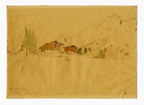 FAUSTO CIOMPI DELLE NOTTI : Passo di Carezza.  - Asta Stampe, disegni e dipinti antichi, moderni e contemporanei   - Associazione Nazionale - Case d'Asta italiane