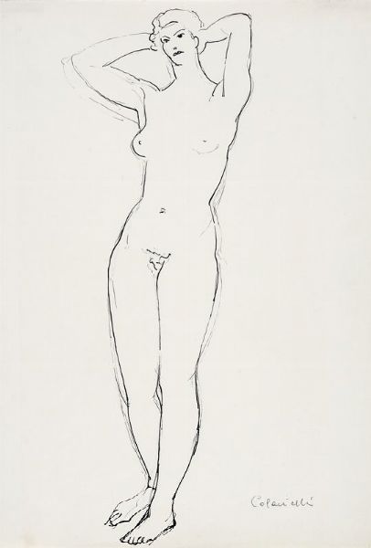Giovanni Colacicchi : Nudo femminile.  - Asta Stampe, disegni e dipinti antichi, moderni e contemporanei   - Associazione Nazionale - Case d'Asta italiane