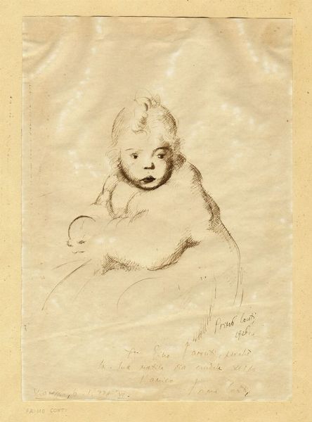Primo Conti : Ritratto di fanciullo.  - Asta Stampe, disegni e dipinti antichi, moderni e contemporanei   - Associazione Nazionale - Case d'Asta italiane