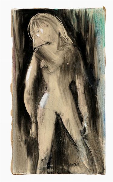 PINO PONTI : Nudo femminile.  - Asta Stampe, disegni e dipinti antichi, moderni e contemporanei   - Associazione Nazionale - Case d'Asta italiane