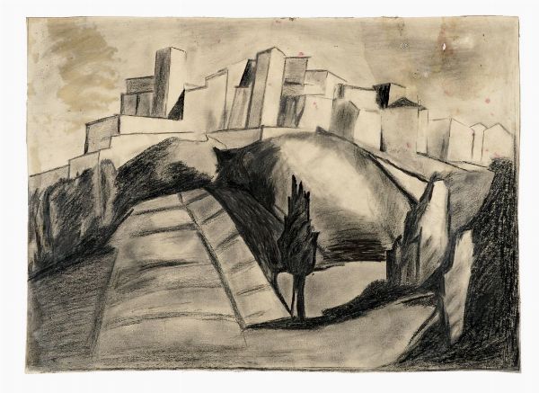 Mario Sironi : Paesaggio.  - Asta Stampe, disegni e dipinti antichi, moderni e contemporanei   - Associazione Nazionale - Case d'Asta italiane