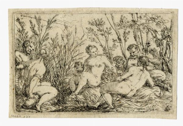 PIERRE BRBIETTE : Fregio con satiri, baccanti, capre e amorini in una vigna.  - Asta Stampe, disegni e dipinti antichi, moderni e contemporanei   - Associazione Nazionale - Case d'Asta italiane