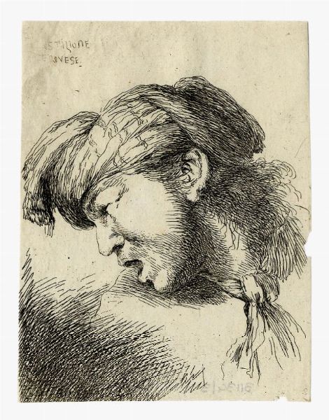 GIOVANNI BENEDETTO CASTIGLIONE (DETTO IL GRECHETTO) : Lotto di tre piccole teste all'orientale.  - Asta Stampe, disegni e dipinti antichi, moderni e contemporanei   - Associazione Nazionale - Case d'Asta italiane