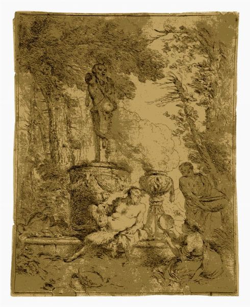 GIOVANNI BENEDETTO CASTIGLIONE (DETTO IL GRECHETTO) : Baccanale davanti all'altare del dio Termine.  - Asta Stampe, disegni e dipinti antichi, moderni e contemporanei   - Associazione Nazionale - Case d'Asta italiane