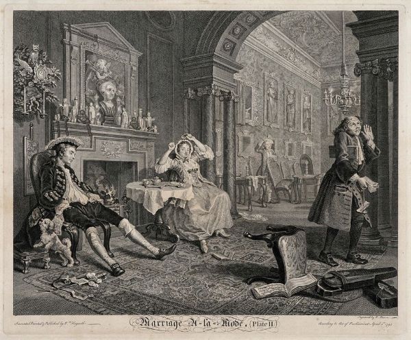 WILLIAM HOGARTH : The Tte  Tte.  - Asta Stampe, disegni e dipinti antichi, moderni e contemporanei   - Associazione Nazionale - Case d'Asta italiane