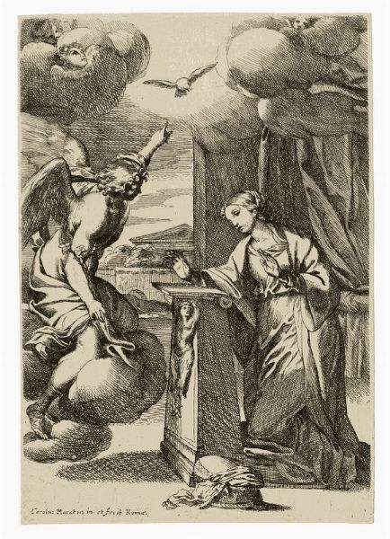 CARLO MARATTA : Annunciazione / Ascensione della Vergine.  - Asta Stampe, disegni e dipinti antichi, moderni e contemporanei   - Associazione Nazionale - Case d'Asta italiane
