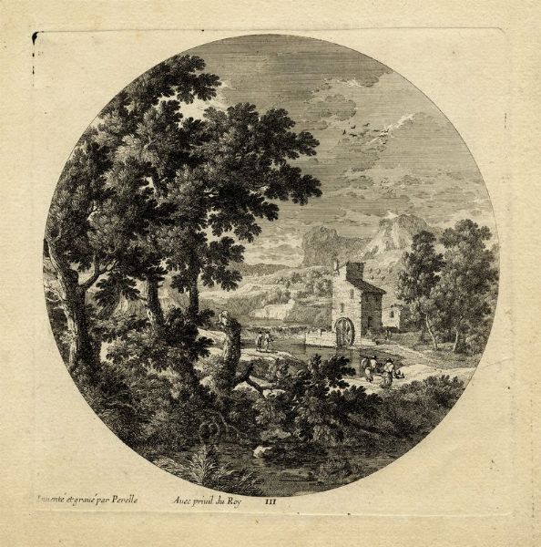 GABRIEL PERELLE : Lotto di cinque paesaggi.  - Asta Stampe, disegni e dipinti antichi, moderni e contemporanei   - Associazione Nazionale - Case d'Asta italiane