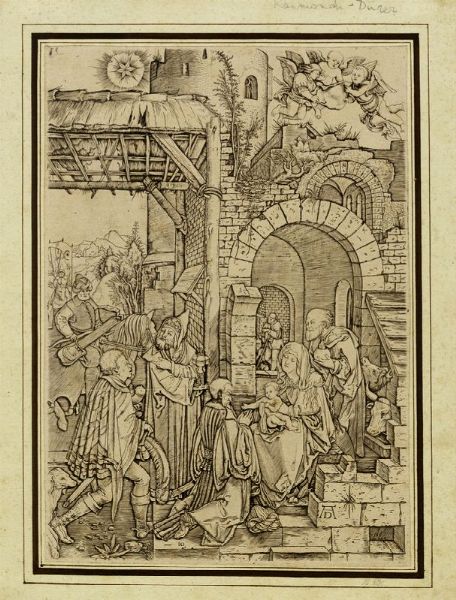 MARCANTONIO RAIMONDI : Adorazione dei Magi.  - Asta Stampe, disegni e dipinti antichi, moderni e contemporanei   - Associazione Nazionale - Case d'Asta italiane