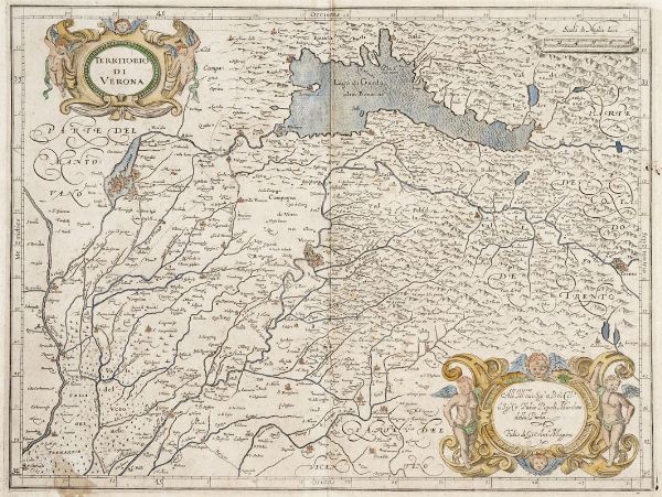 Giovanni Antonio Magini : Territorio di Verona.  - Asta Stampe, disegni e dipinti antichi, moderni e contemporanei   - Associazione Nazionale - Case d'Asta italiane