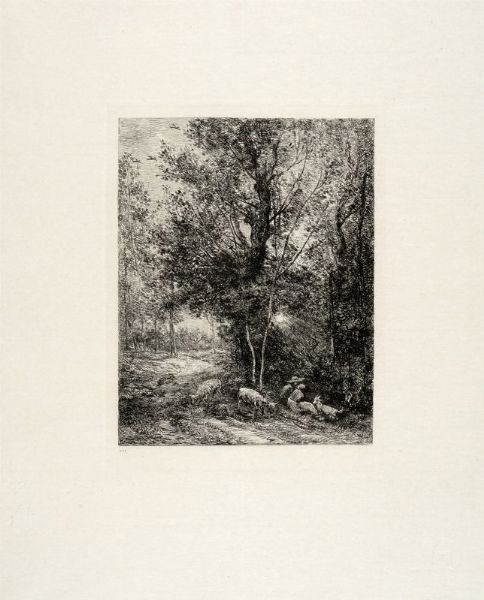 Corot e Daubigny. Due rami ritrovati.  - Asta Stampe, disegni e dipinti antichi, moderni e contemporanei   - Associazione Nazionale - Case d'Asta italiane