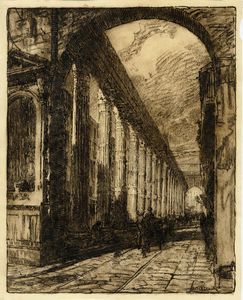 GIUSEPPE PALANTI - Colonnato con figure a cavallo.