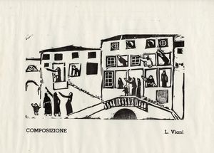 Lorenzo Viani : Lotto composto di 3 xilografie.  - Asta Stampe, disegni e dipinti antichi, moderni e contemporanei   - Associazione Nazionale - Case d'Asta italiane