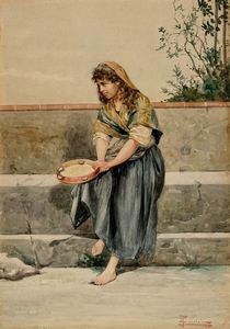 ERNESTO TORRINI - Figura femminile con tamburello.