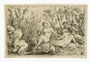 PIERRE BRBIETTE : Fregio con satiri, baccanti, capre e amorini in una vigna.  - Asta Stampe, disegni e dipinti antichi, moderni e contemporanei   - Associazione Nazionale - Case d'Asta italiane