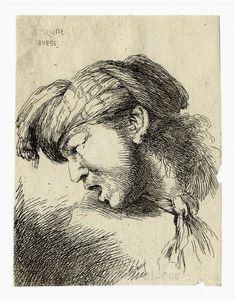 GIOVANNI BENEDETTO CASTIGLIONE (DETTO IL GRECHETTO) : Lotto di tre piccole teste all'orientale.  - Asta Stampe, disegni e dipinti antichi, moderni e contemporanei   - Associazione Nazionale - Case d'Asta italiane