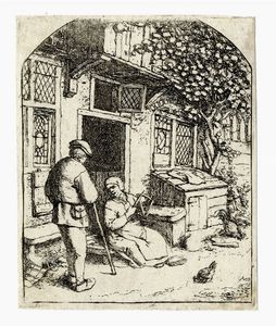 ADRIAEN (VAN) OSTADE : La danza all'osteria.  - Asta Stampe, disegni e dipinti antichi, moderni e contemporanei   - Associazione Nazionale - Case d'Asta italiane