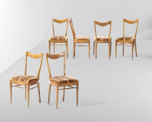 Sei sedie in legno con rivestimento in tessuto  - Asta Design Lab - Associazione Nazionale - Case d'Asta italiane