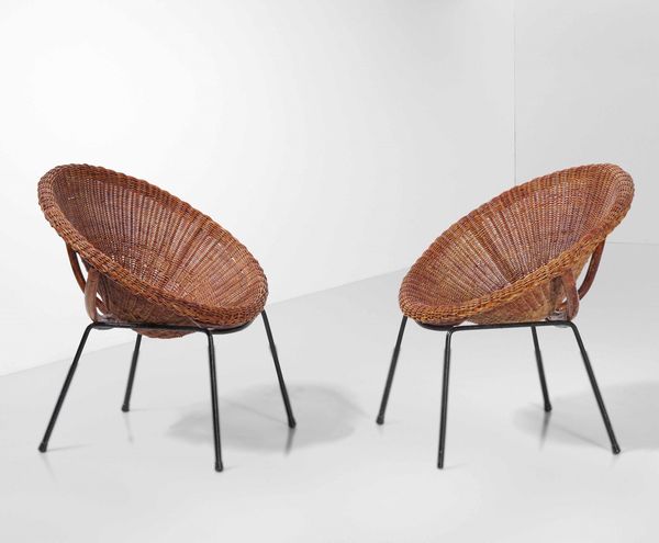 Due poltroncine in vimini  - Asta Design Lab - Associazione Nazionale - Case d'Asta italiane