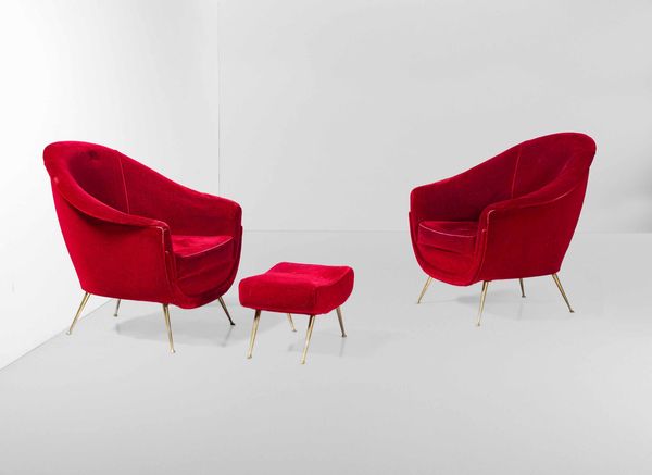 Due poltrone con pouf.  - Asta Design Lab - Associazione Nazionale - Case d'Asta italiane