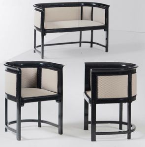 Josef Hoffmann, Stile di - Salottino composto da un divano e due poltrone