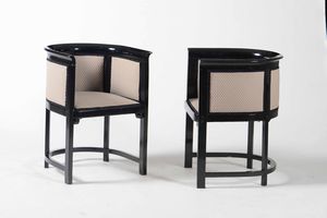 Josef Hoffmann, Stile di : Salottino composto da un divano e due poltrone  - Asta Design Lab - Associazione Nazionale - Case d'Asta italiane