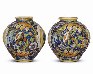 COPPIA DI VASI A BOCCIA, VENEZIA, MASTRO DOMENICO E COLLABORATORI, TERZO QUARTO SECOLO XVI  - Asta Arte a Venezia tra XVI e XIX secolo - Associazione Nazionale - Case d'Asta italiane