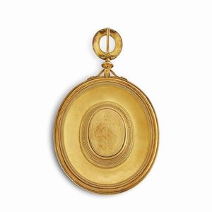 PENDENTE PETTORALE CON EFFIGIE DEL PROFILO DI PAPA PIO IX, XIX SECOLO  - Asta Opere di eccezionale interesse storico artistico  - Associazione Nazionale - Case d'Asta italiane