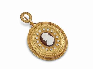 PENDENTE PETTORALE CON EFFIGIE DEL PROFILO DI PAPA PIO IX, XIX SECOLO  - Asta Opere di eccezionale interesse storico artistico  - Associazione Nazionale - Case d'Asta italiane