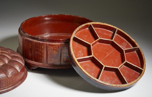 Arte Cinese : Grande scatola porta vivande in lacca  Cina, dinastia Qing, XIX secolo  - Asta Asta 373 | ARTE ORIENTALE E ISLAMICA - ARTE ORIENALE E WUNDERKAMMER Online - Associazione Nazionale - Case d'Asta italiane