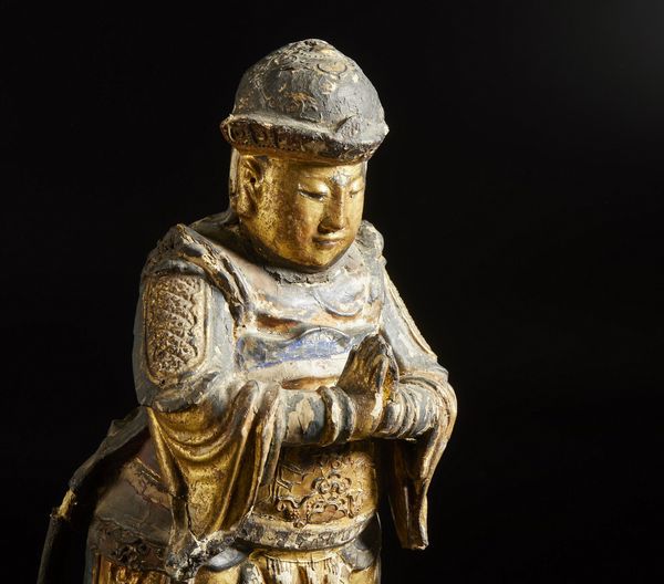 Arte Cinese : Scultura in legno dorato raffigurante Wei Tuo  Cina, dinastia Ming, XVI secolo  - Asta Asta 373 | ARTE ORIENTALE E ISLAMICA - ARTE ORIENALE E WUNDERKAMMER Online - Associazione Nazionale - Case d'Asta italiane