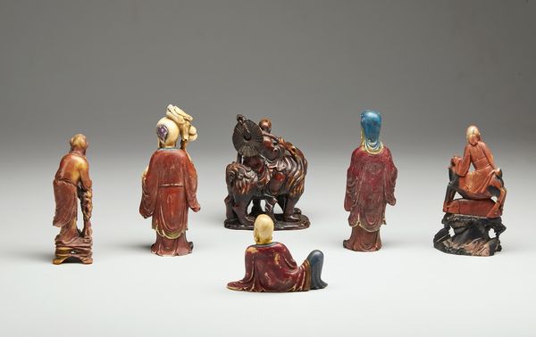 Arte Cinese : Gruppo di sei intagli in pietra saponaria Cina, dinastia Qing, XIX secolo  - Asta Asta 373 | ARTE ORIENTALE E ISLAMICA - ARTE ORIENALE E WUNDERKAMMER Online - Associazione Nazionale - Case d'Asta italiane