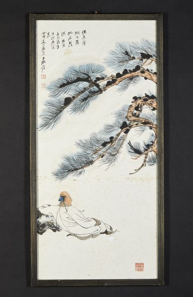 Arte Cinese : Saggio in meditazione sotto un pino Cina, inizi XX secolo  - Asta Asta 373 | ARTE ORIENTALE E ISLAMICA - ARTE ORIENALE E WUNDERKAMMER Online - Associazione Nazionale - Case d'Asta italiane