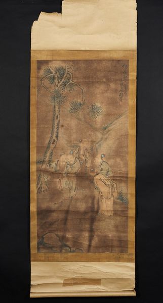 Arte Cinese : Dipinto con gruppo di monaci Cina, dinastia Qing, XIX secolo  - Asta Asta 373 | ARTE ORIENTALE E ISLAMICA - ARTE ORIENALE E WUNDERKAMMER Online - Associazione Nazionale - Case d'Asta italiane