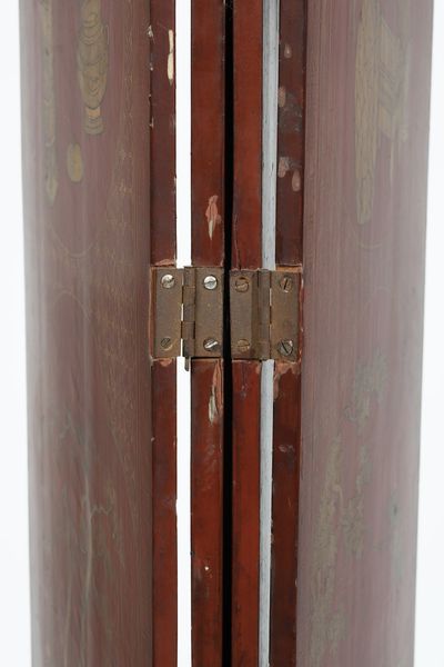 Arte Cinese : Paravento composto da quattro pannelli in lacca rossa  Cina, dinastia Qing, XIX secolo  - Asta Asta 373 | ARTE ORIENTALE E ISLAMICA - ARTE ORIENALE E WUNDERKAMMER Online - Associazione Nazionale - Case d'Asta italiane