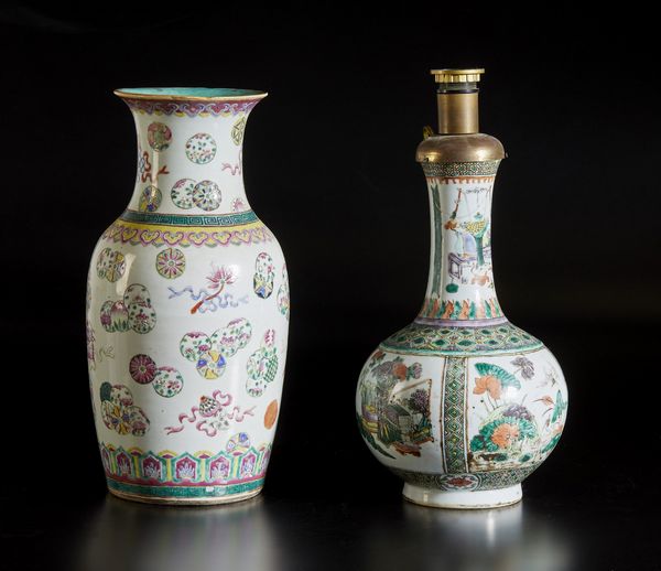 Arte Cinese : Grande vaso famiglia rosa e vaso globulare wucai  Cina, dinastia Qing, XIX secolo  - Asta Asta 373 | ARTE ORIENTALE E ISLAMICA - ARTE ORIENALE E WUNDERKAMMER Online - Associazione Nazionale - Case d'Asta italiane