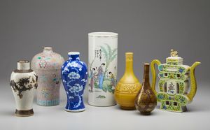 Arte Cinese - Lotto composto da sette manufatti in porcellana  Cina, XIX-XX secolo
